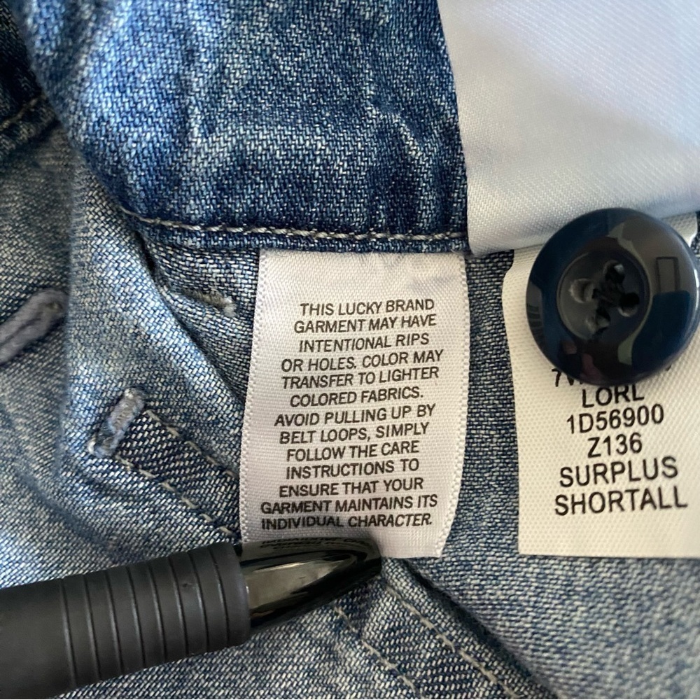 Lucky Brand Women's Denim Surplus Shortall Romper Small Utility Button Front - Picture 13 of 16